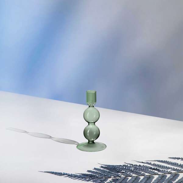 Candleholder Sage Borosilicate Glass 13.5cm