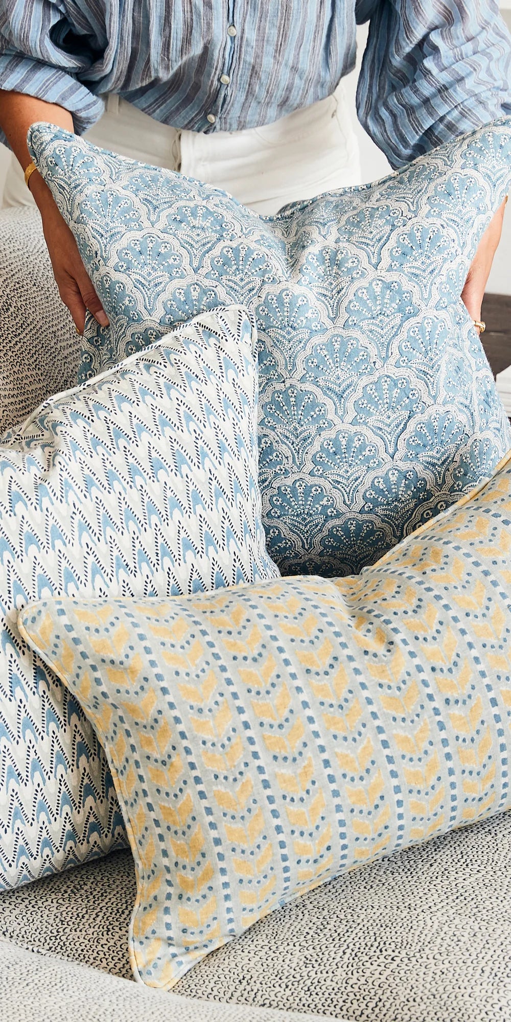 St Tropez Azure 50x50cm Linen Cushion