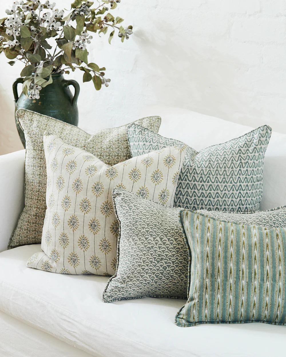 Menorca Celadon Linen Cushion 50x50cm