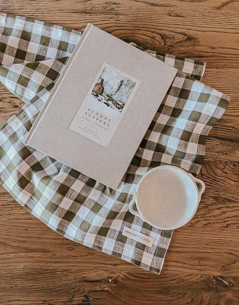 Tea Towel Linen - Olive Gingham