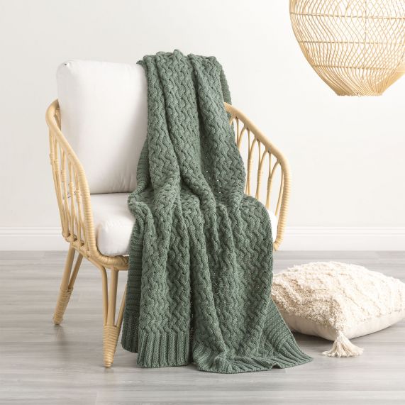 Throw Lenni Forest Green Cotton
