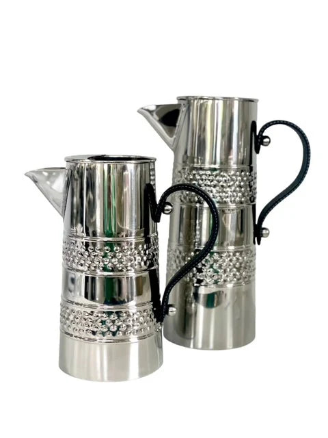 Banded Jug with Black Leather Handle - Large