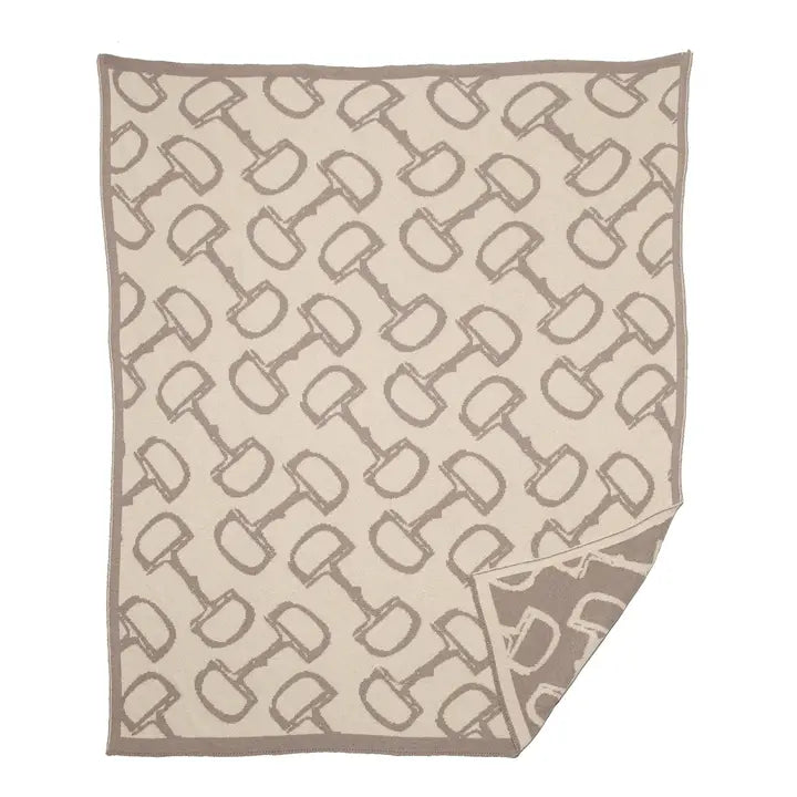 Throw Blanket Equestrian Bits Beige