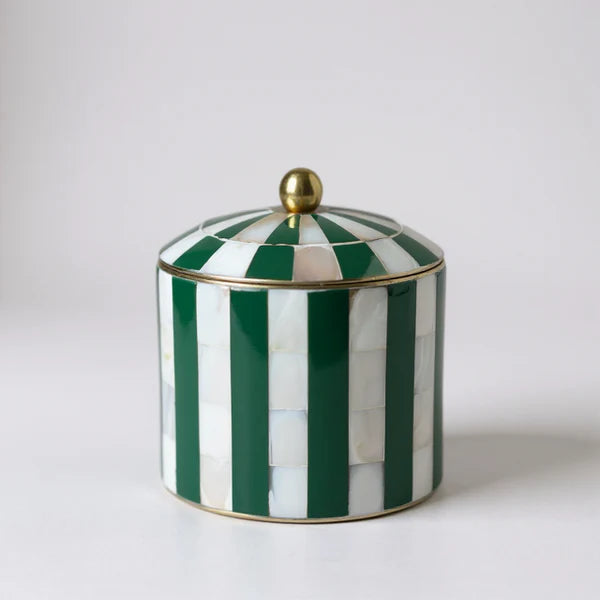 Sicily Stripe Decor Box Green Round