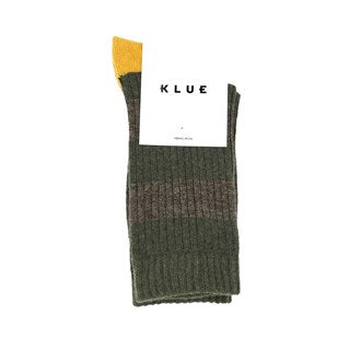 Socks Merino Wool Khaki & Brown Stripe