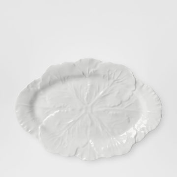 Luxe Cabbage Leaf White Oval Platter