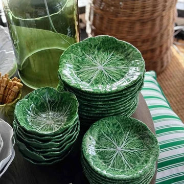 Luxe Cabbage Leaf Green Dinner Plates X6