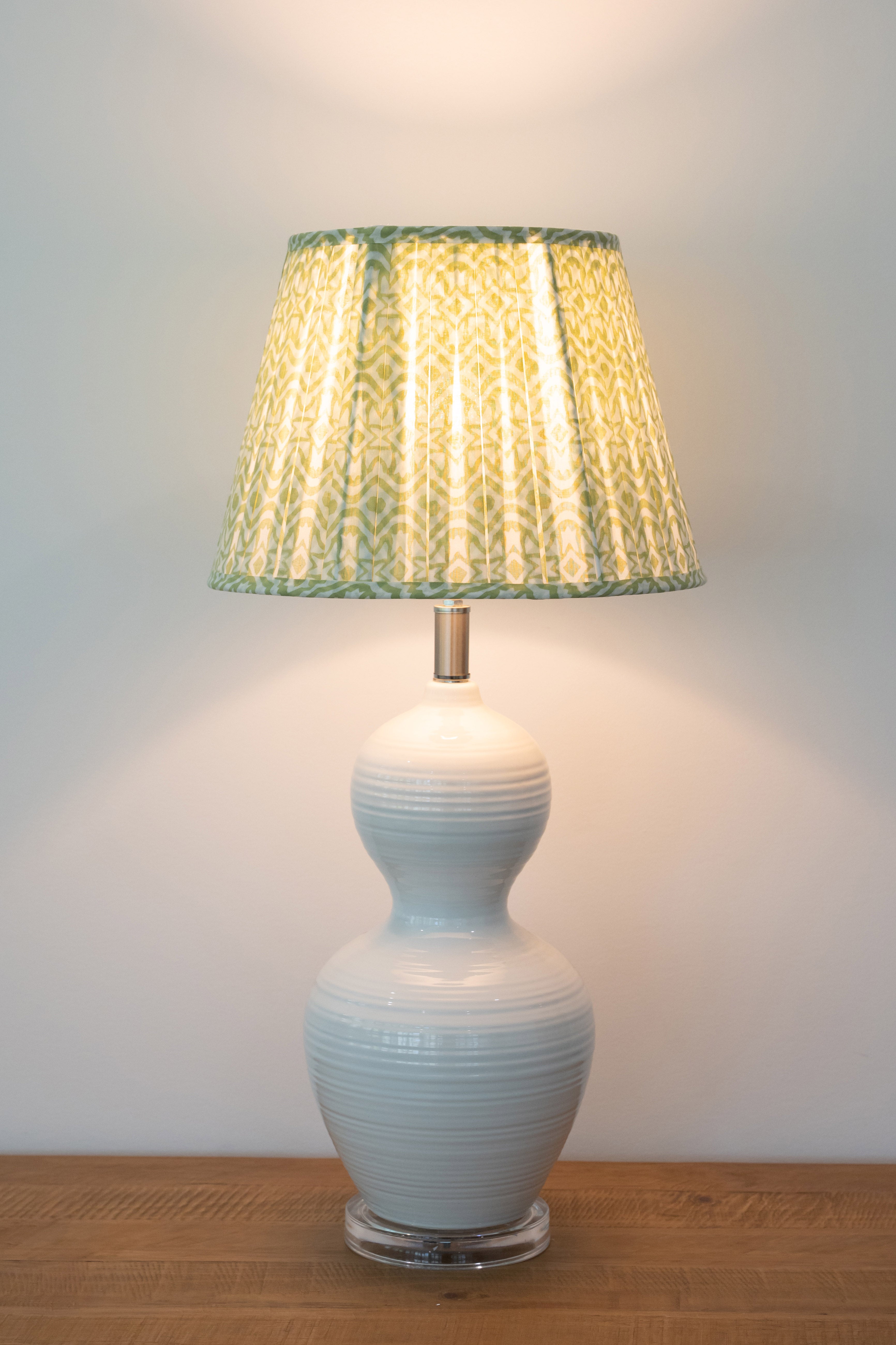 Lamp Shade Block Print Geo Grass Green