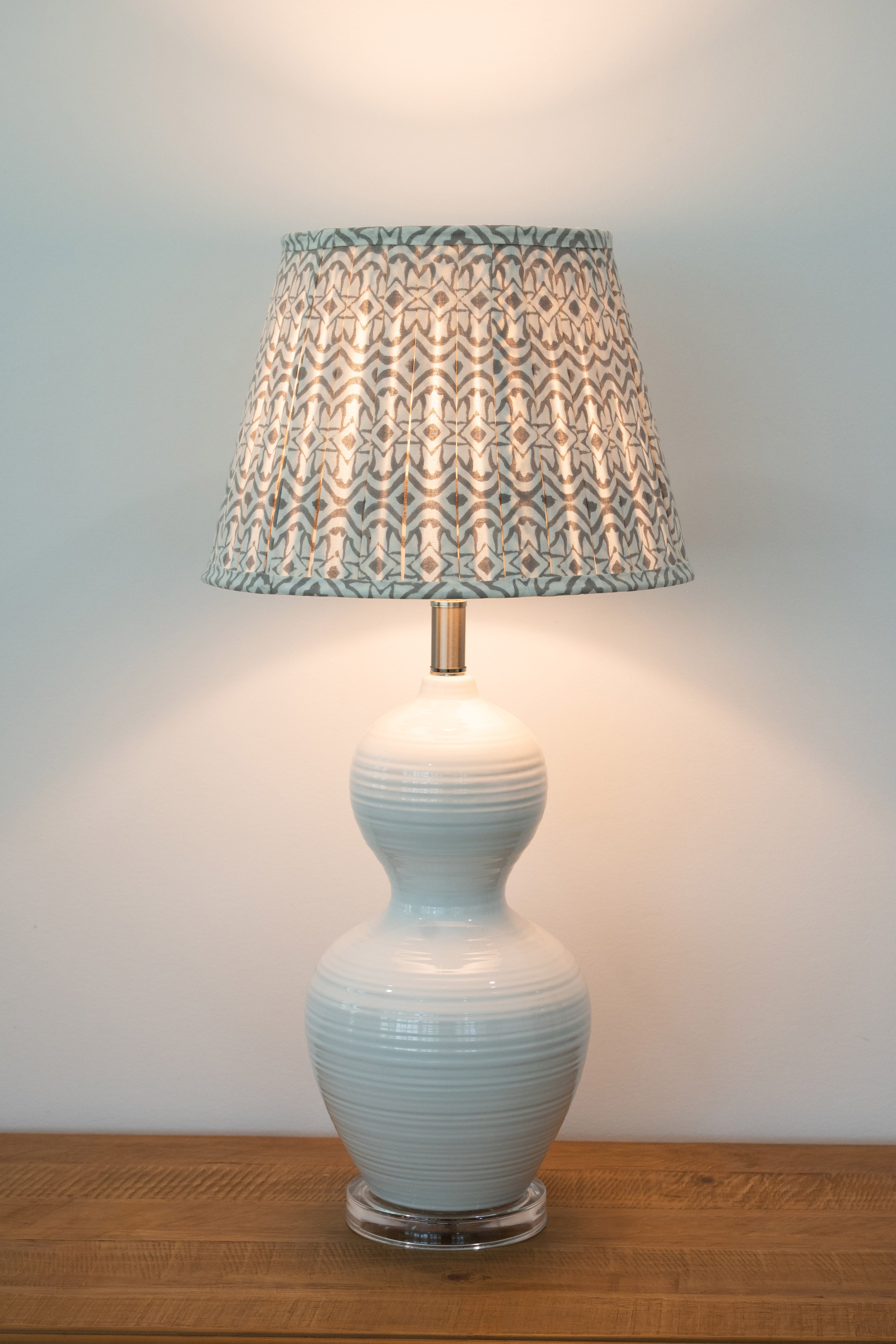 Lamp Shade Block Print Geo Grey
