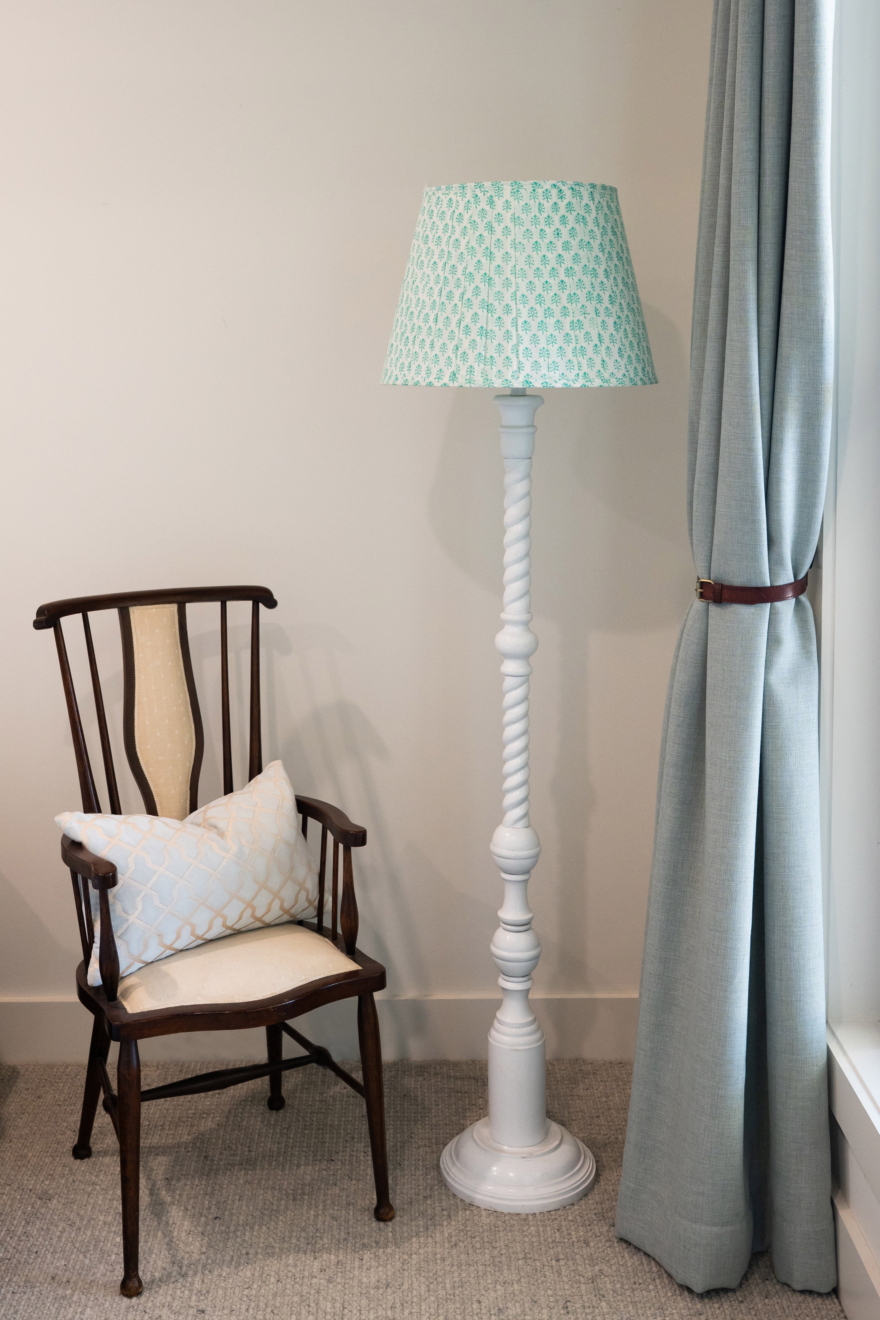 Lamp Shade Block Print Turquoise