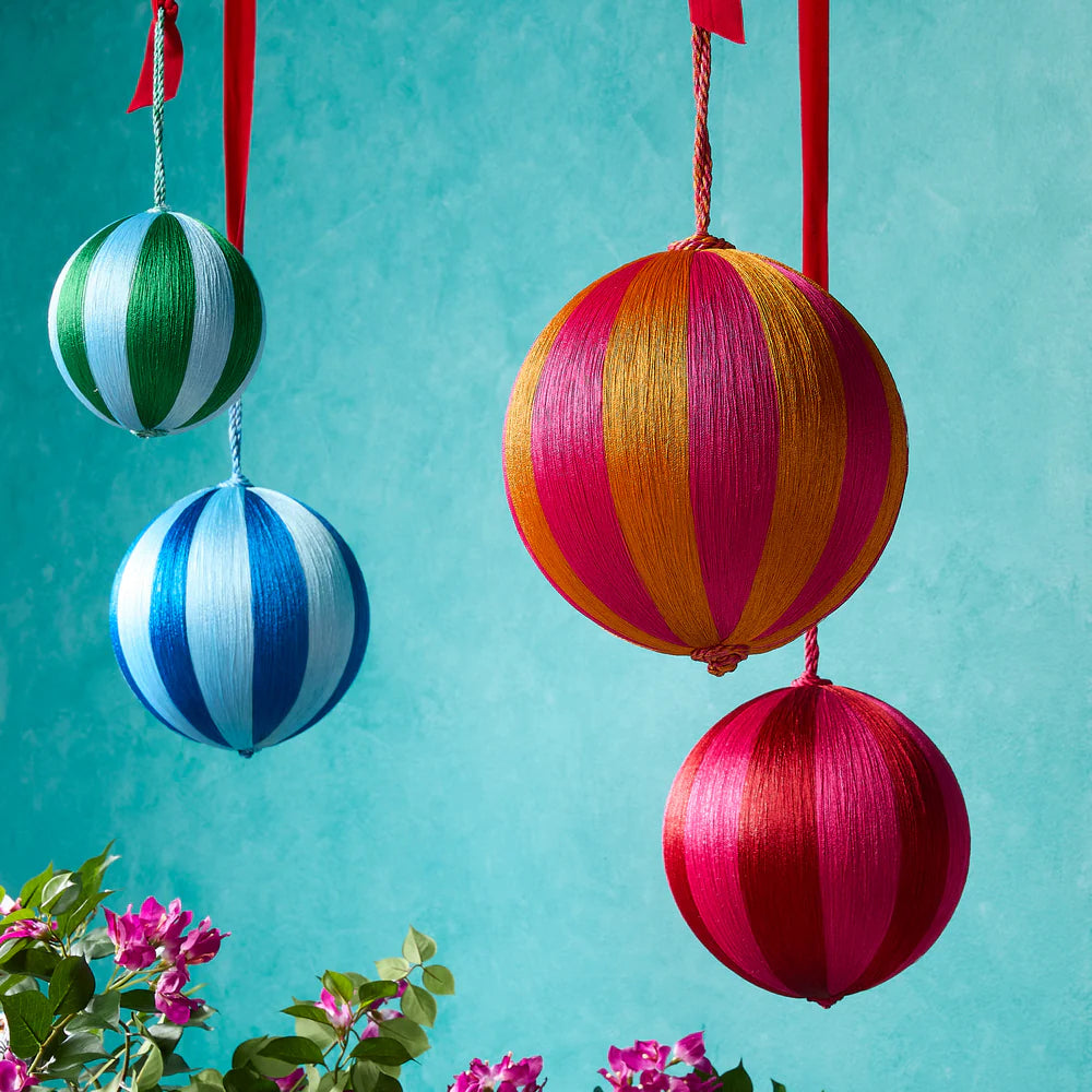 Silk Stripe Bauble Fuchsia & Red Lge