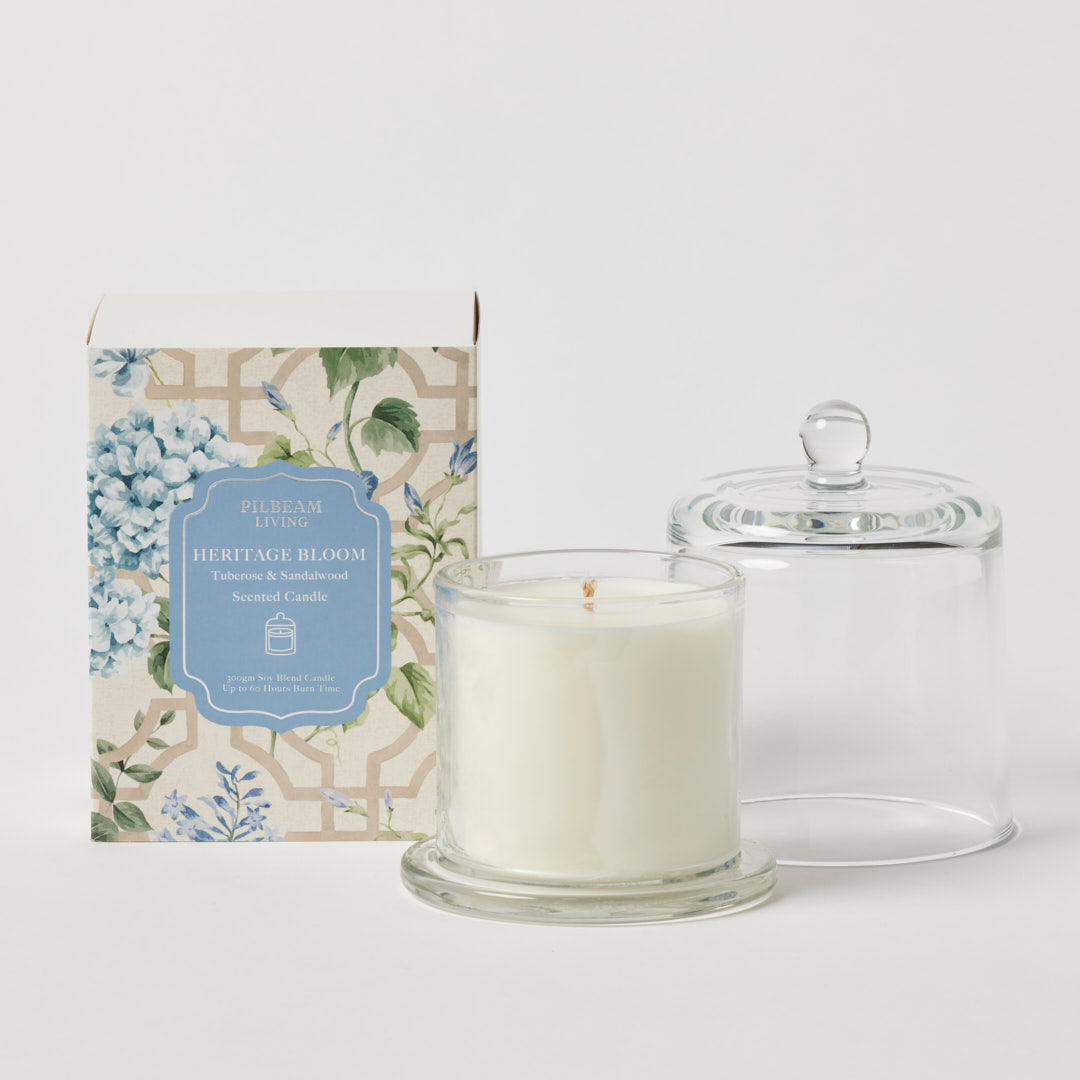 Heritage Bloom Glass Cloche Scented Candle – Tuberose & Sandalwood