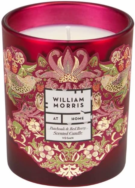 William Morris Strawberry Thief Candle -Pink - Patchouli & Red Berry