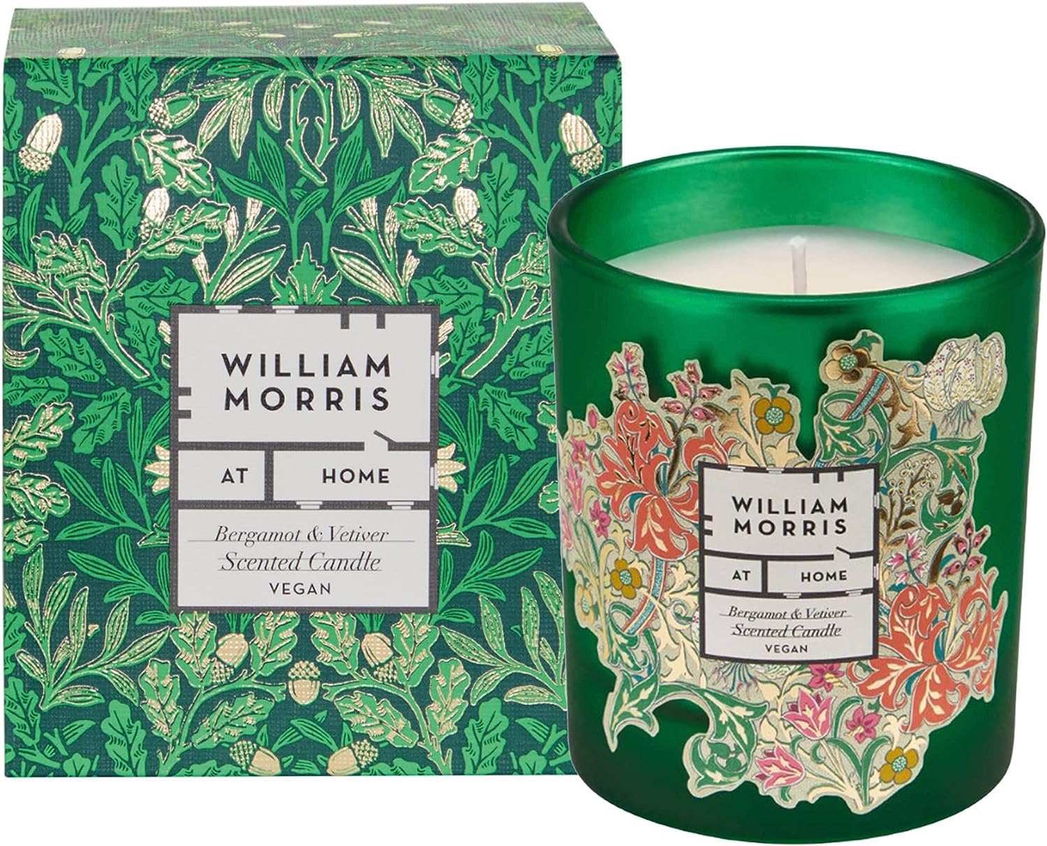 William Morris Acorns & Oak Leaves Candle - Acorns & Oak Leaves Candle - Bergamot & Vetiver Scented Scented