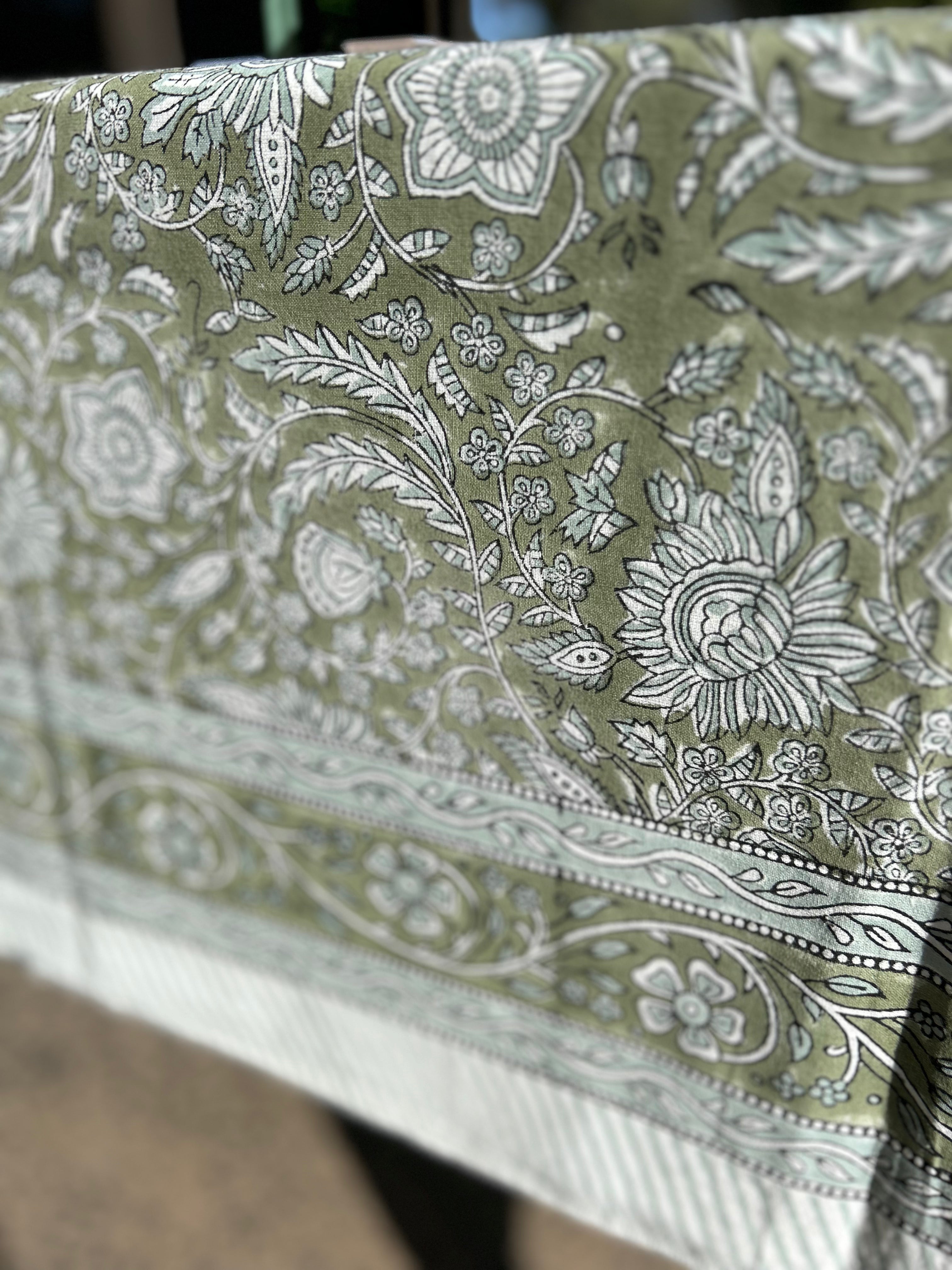 Anna Block Printed Table Cloth 150 x 220cm