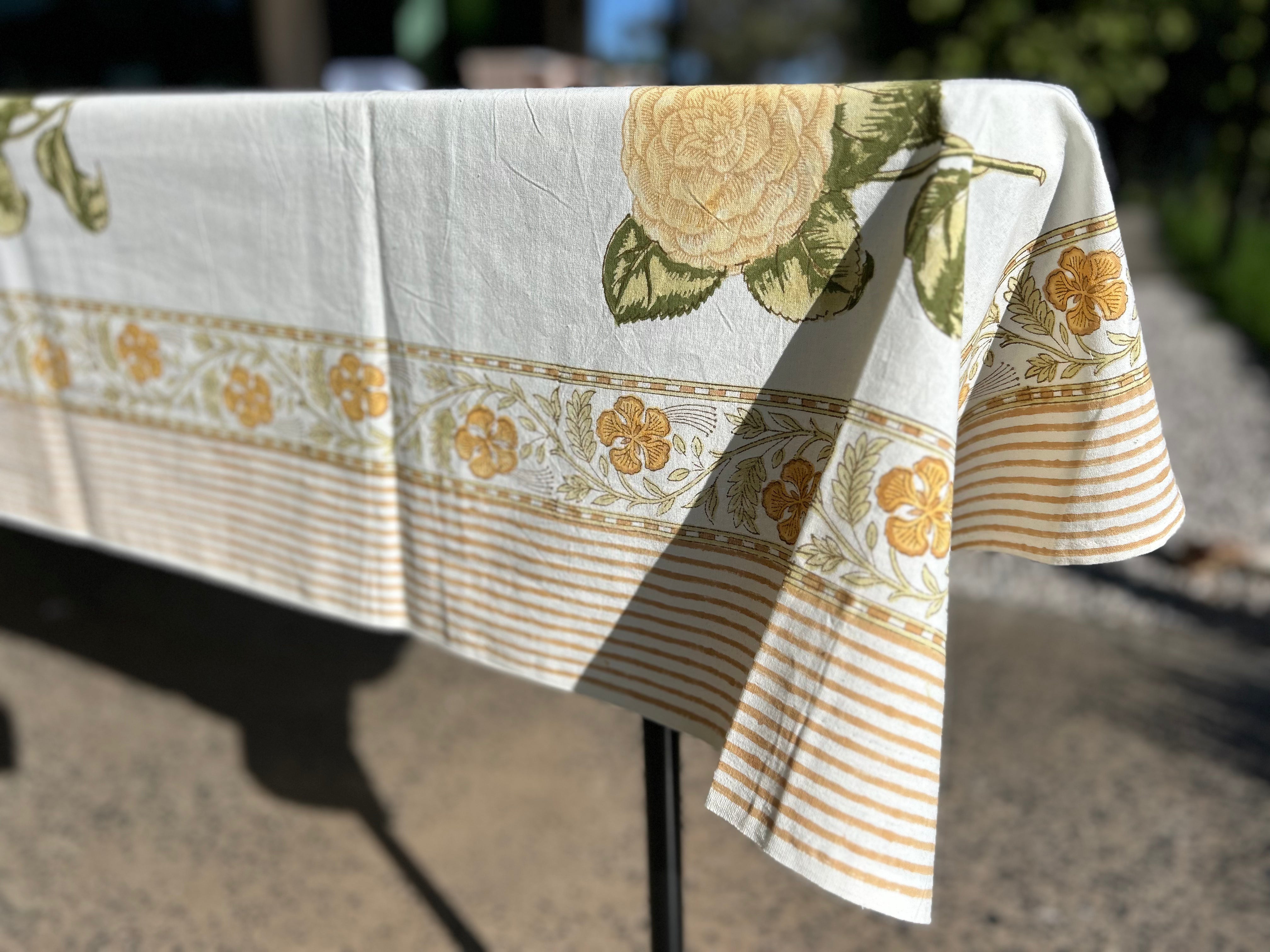 Block Printed Table Cloth 150 x 220cm Rosie
