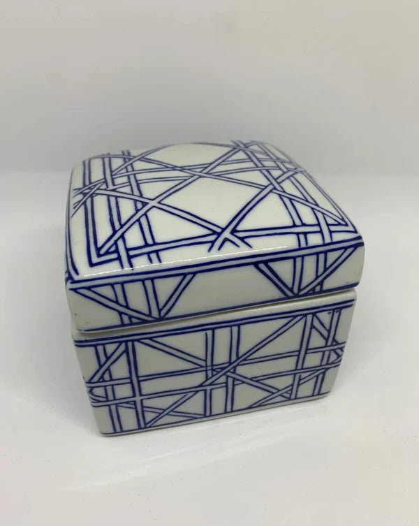 Hamptons blue and white trinket box