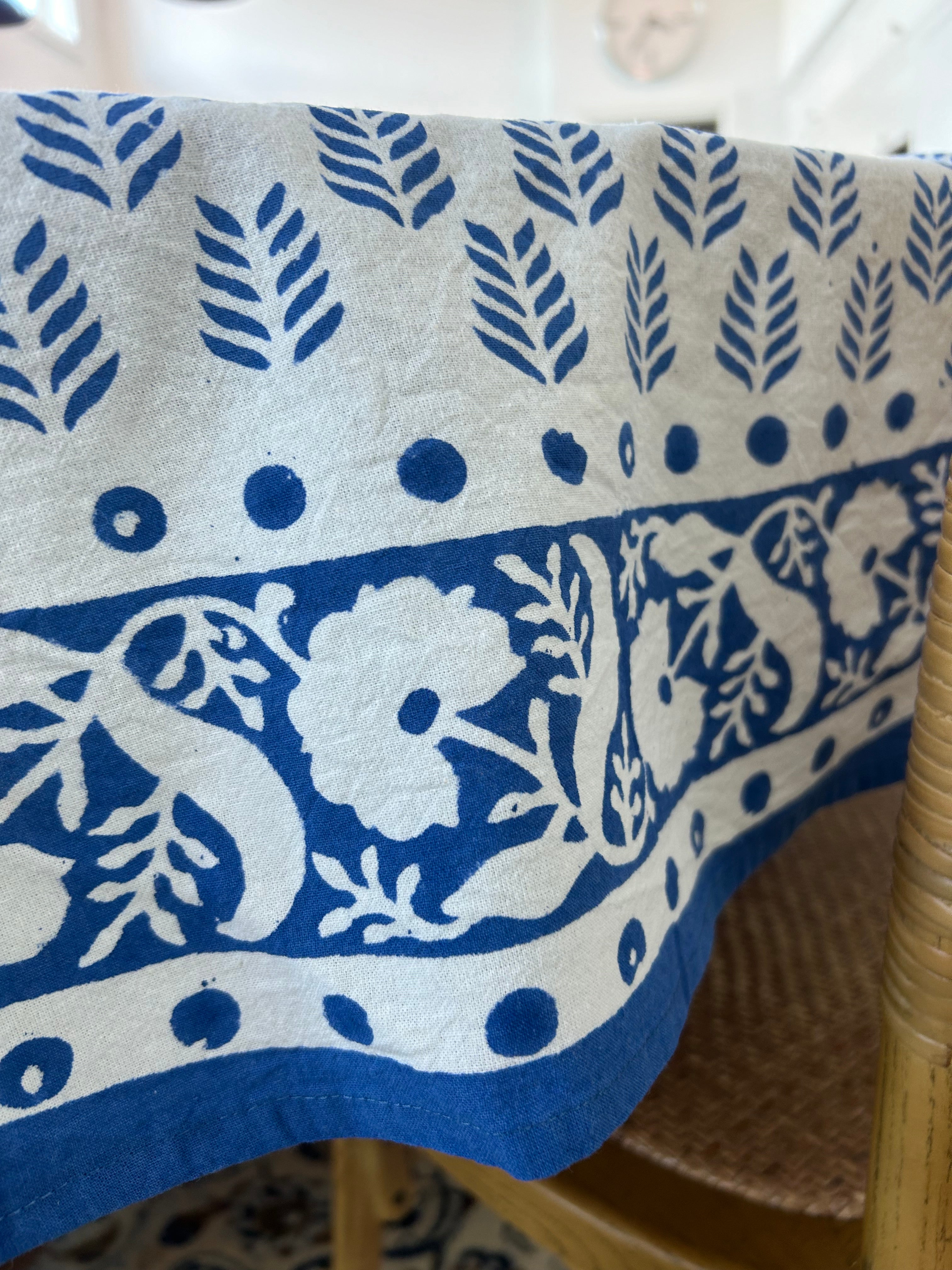 Block Printed Round Table Cloth 220cm Serena