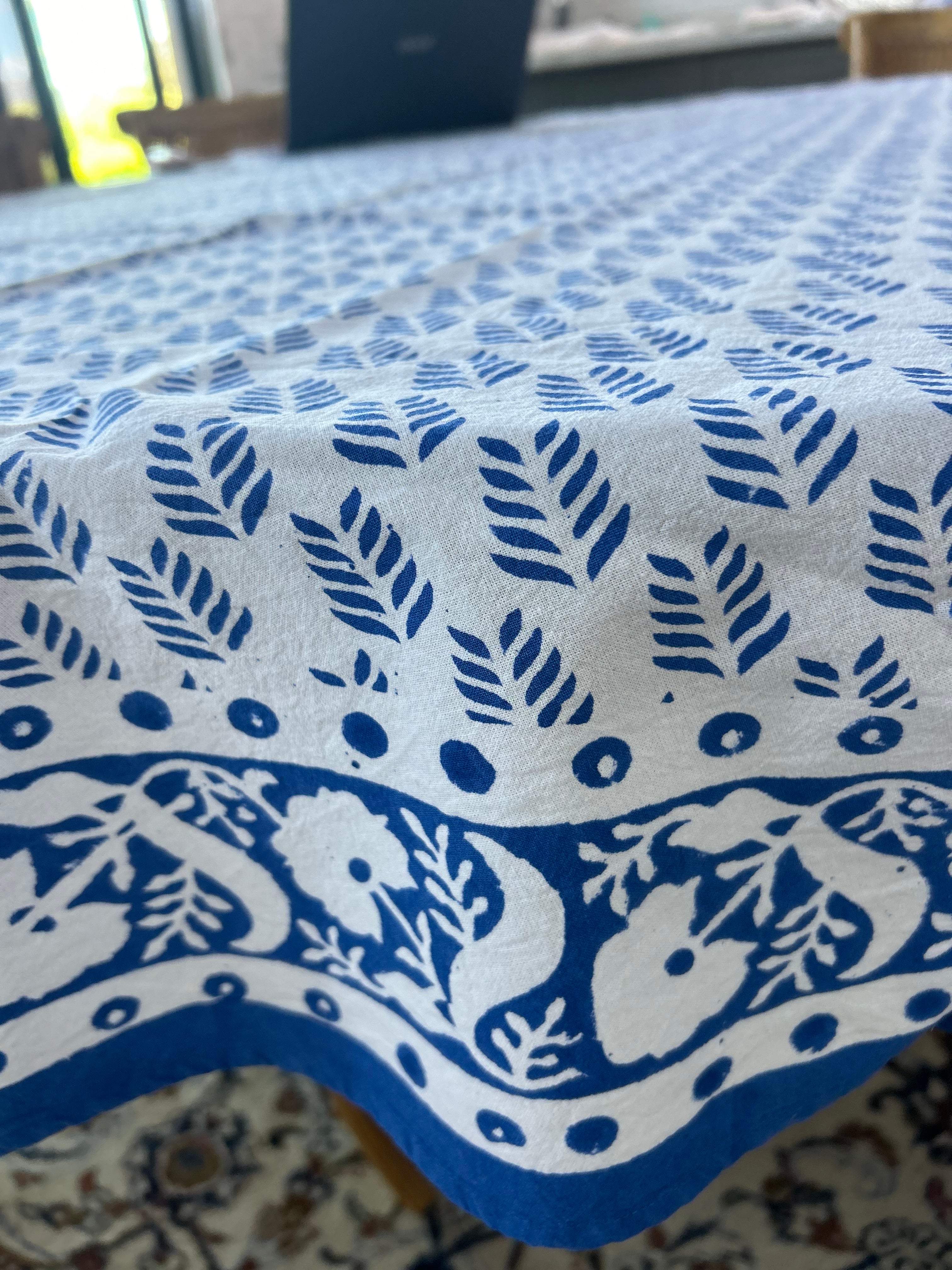 Block Printed Round Table Cloth 220cm Serena