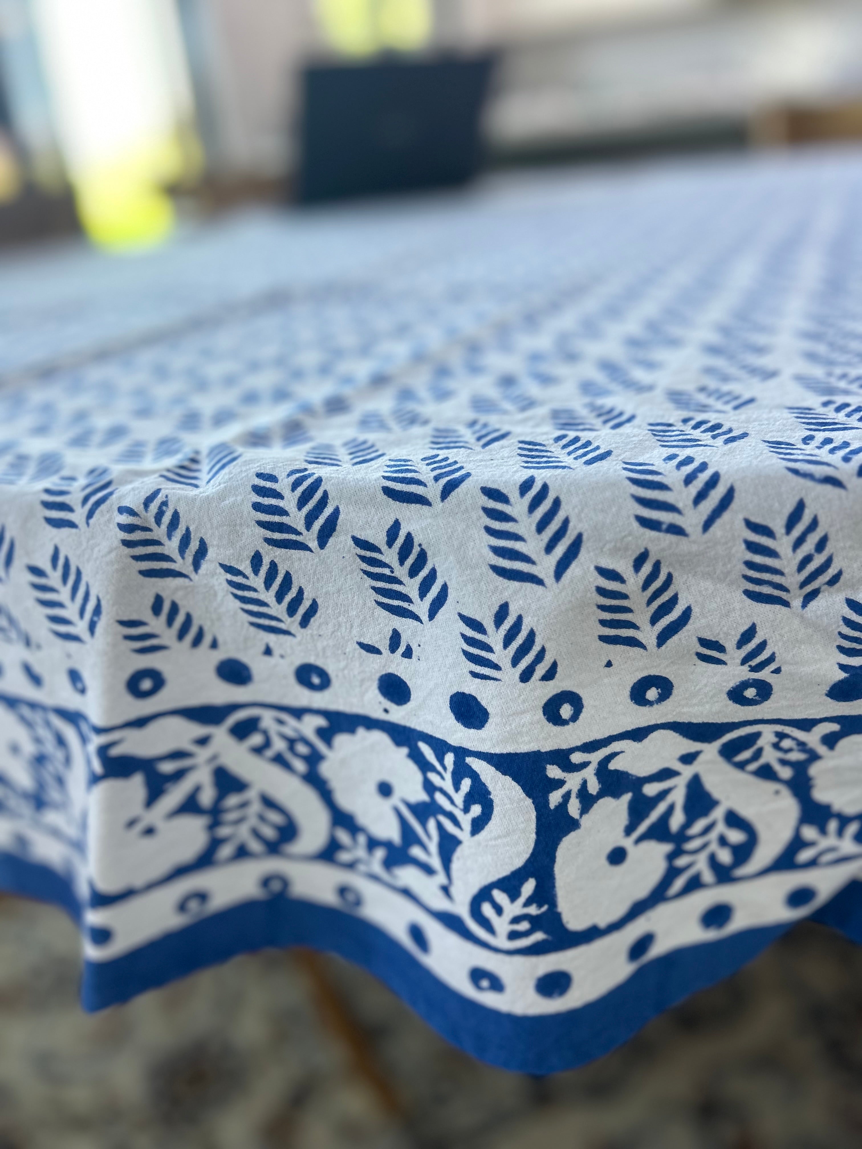 Block Printed Round Table Cloth 220cm Serena