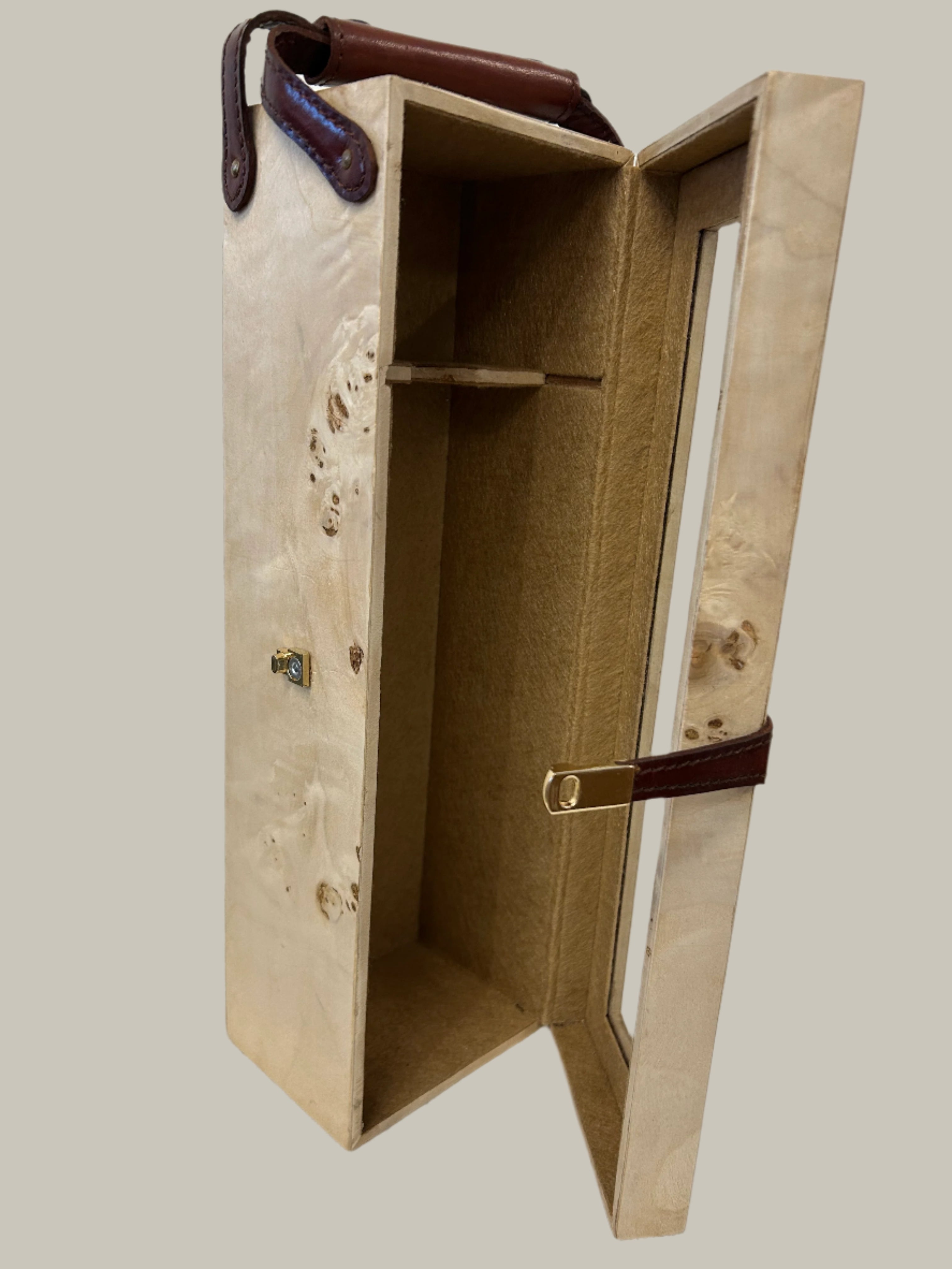 Burl & Leather Wine Holder