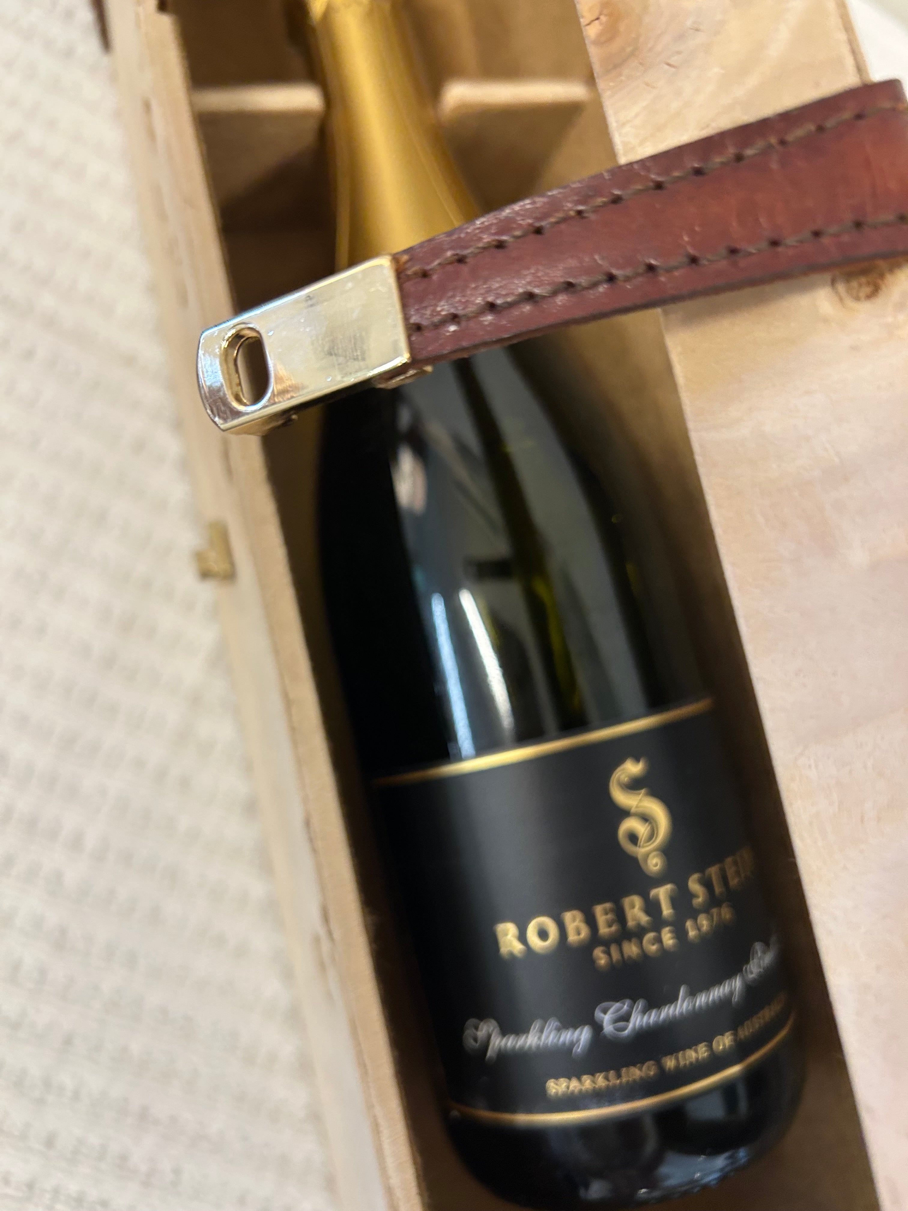 Burl & Leather Wine Holder