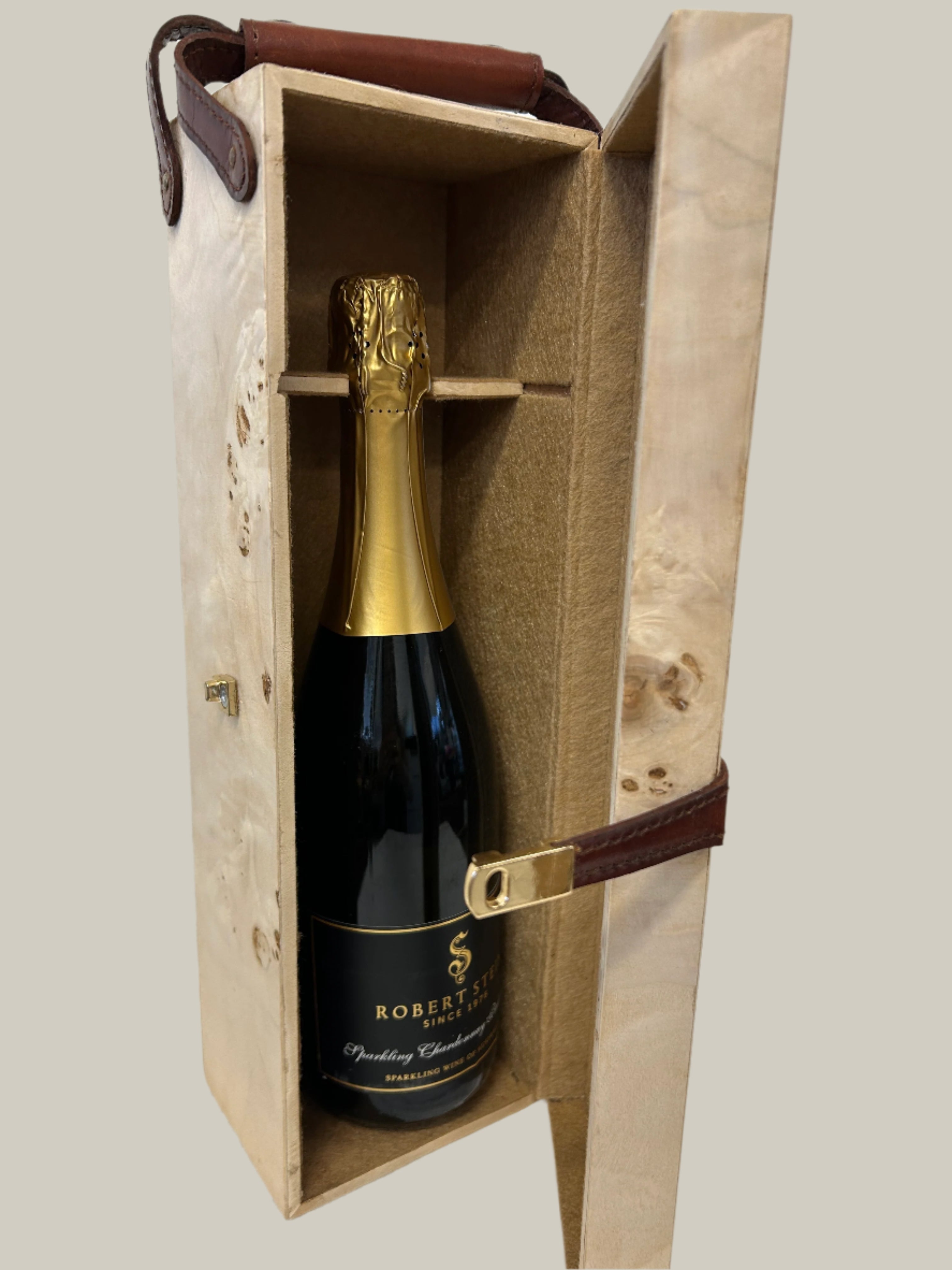 Burl & Leather Wine Holder