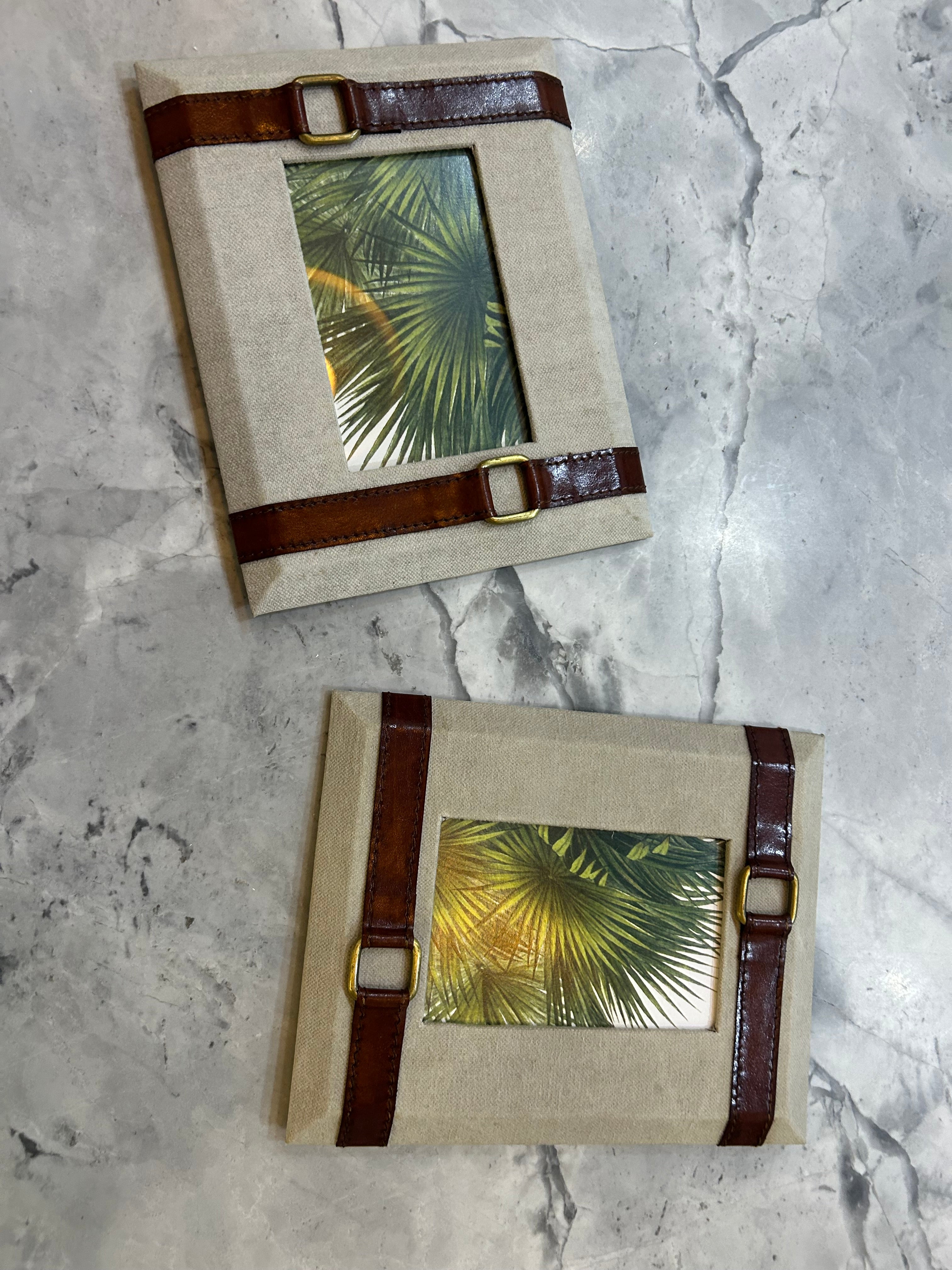 Canvas & Leather Photo Frame 4x6"
