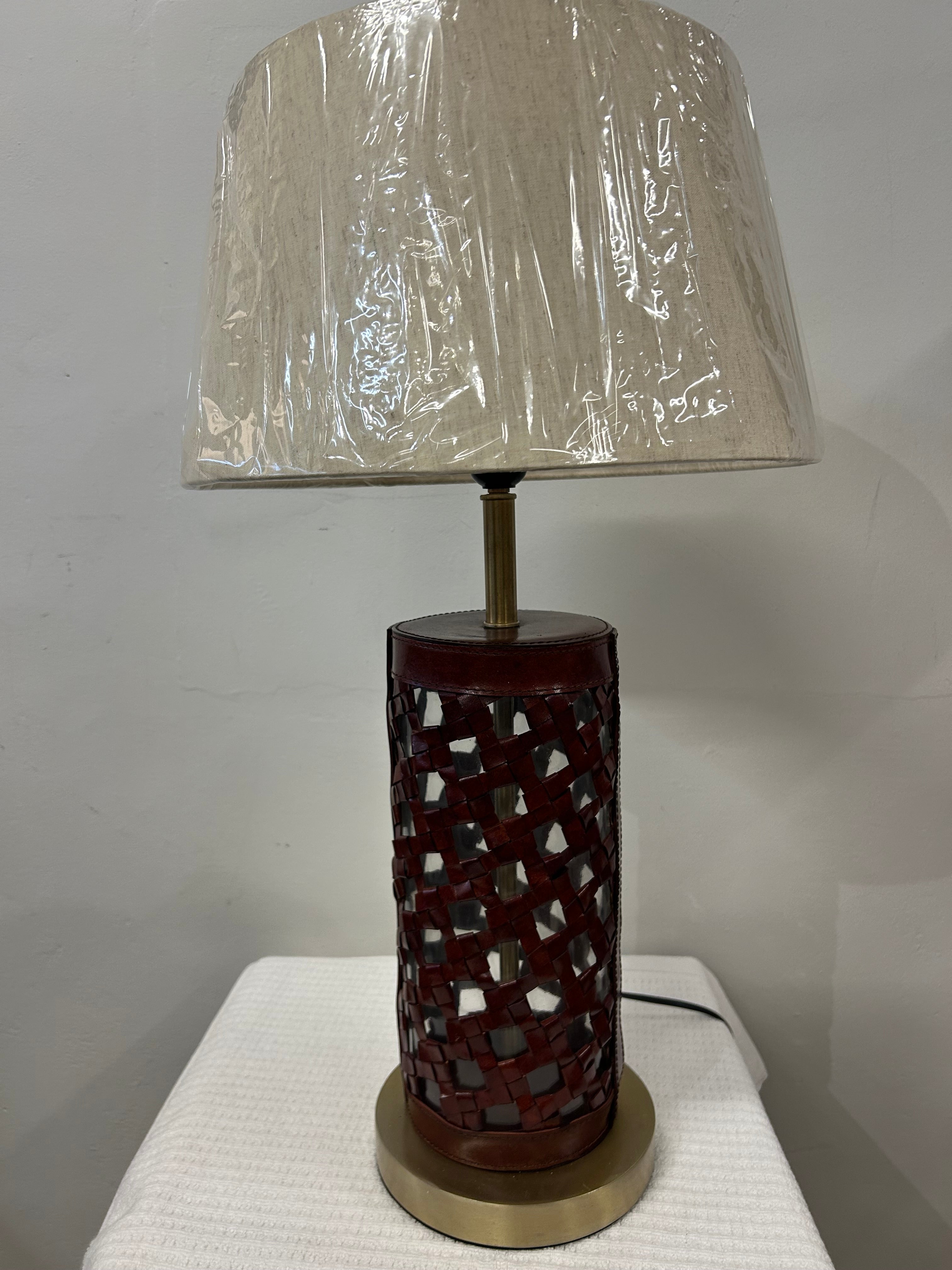 Leather & Glass Cylinder Lamp