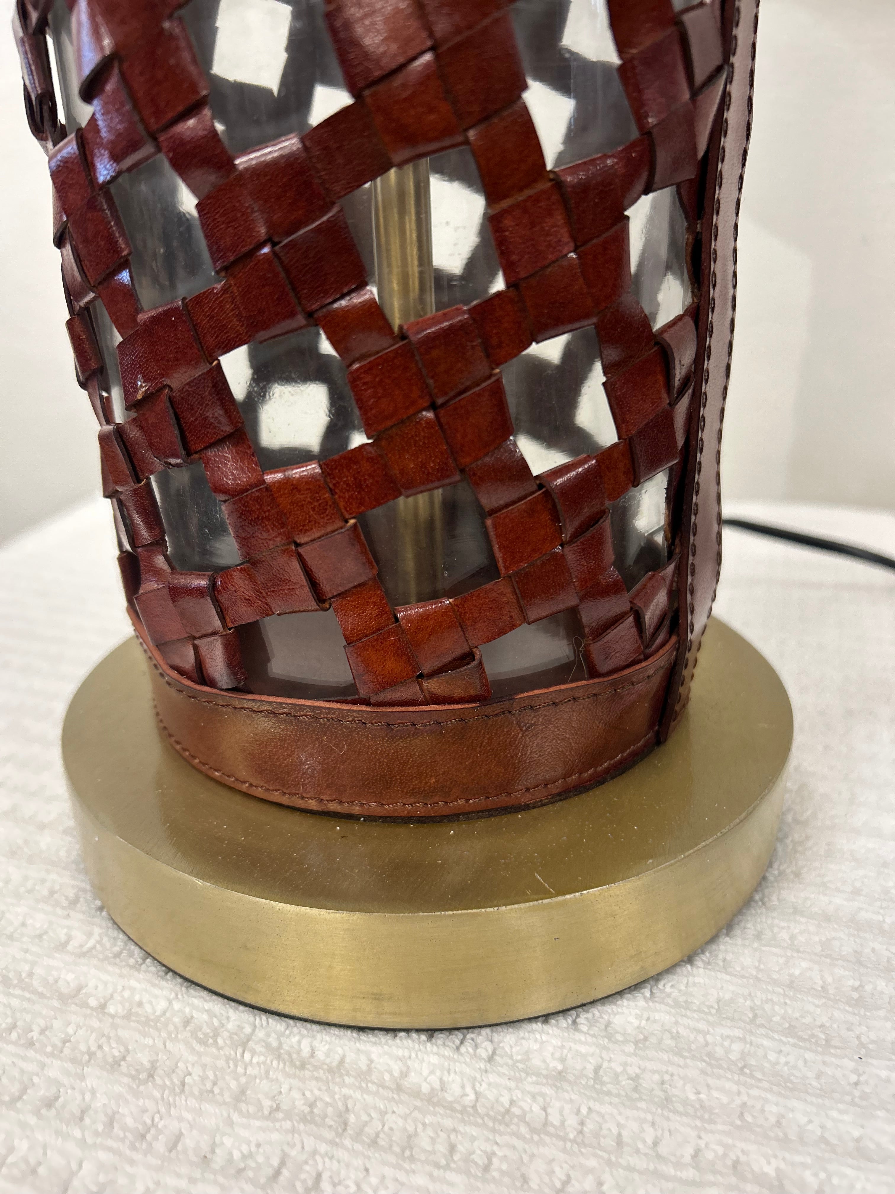 Ralph Leather & Glass Cylinder Lamp