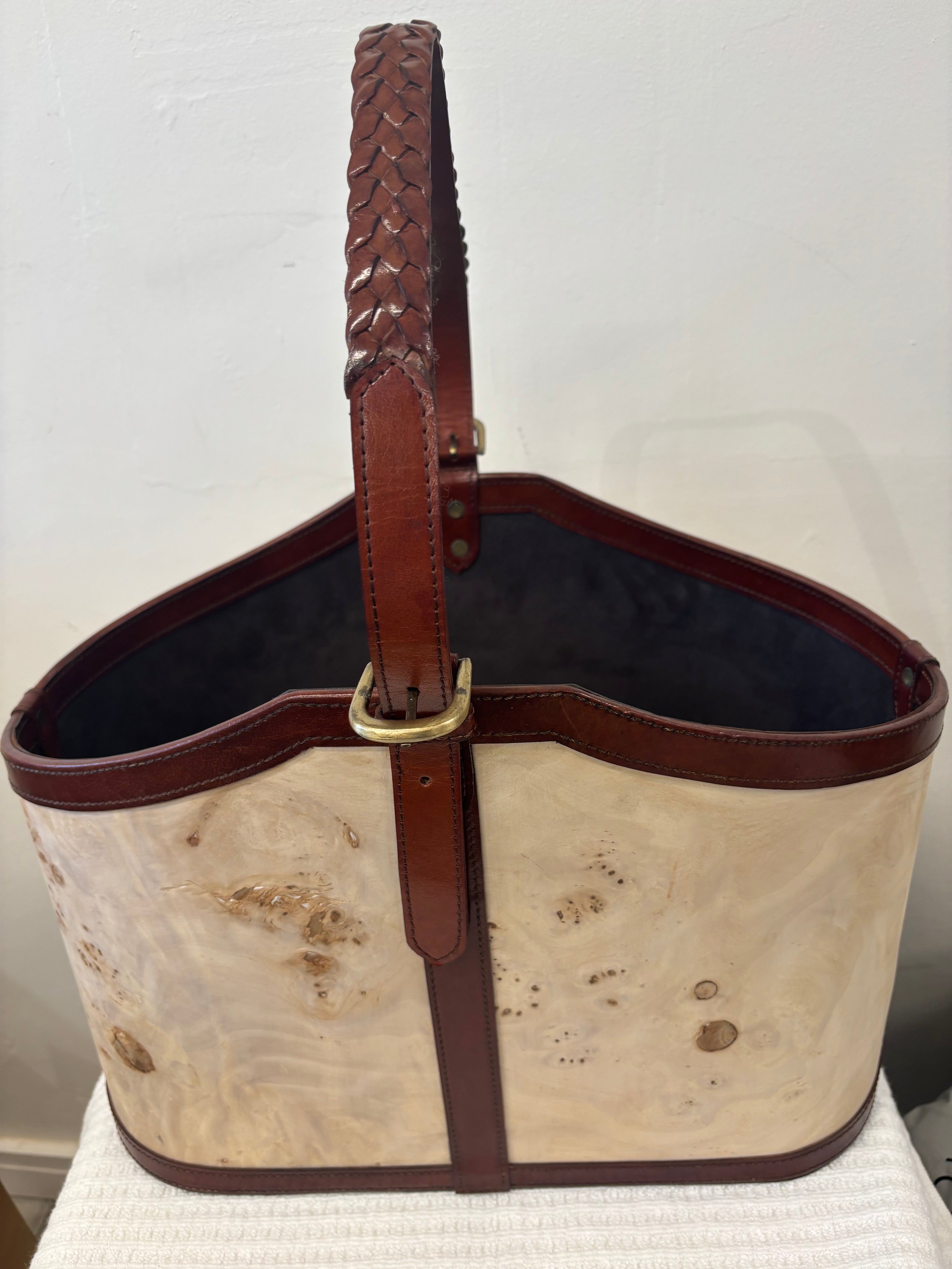 Ethereal Burl & Leather Magazine Holder