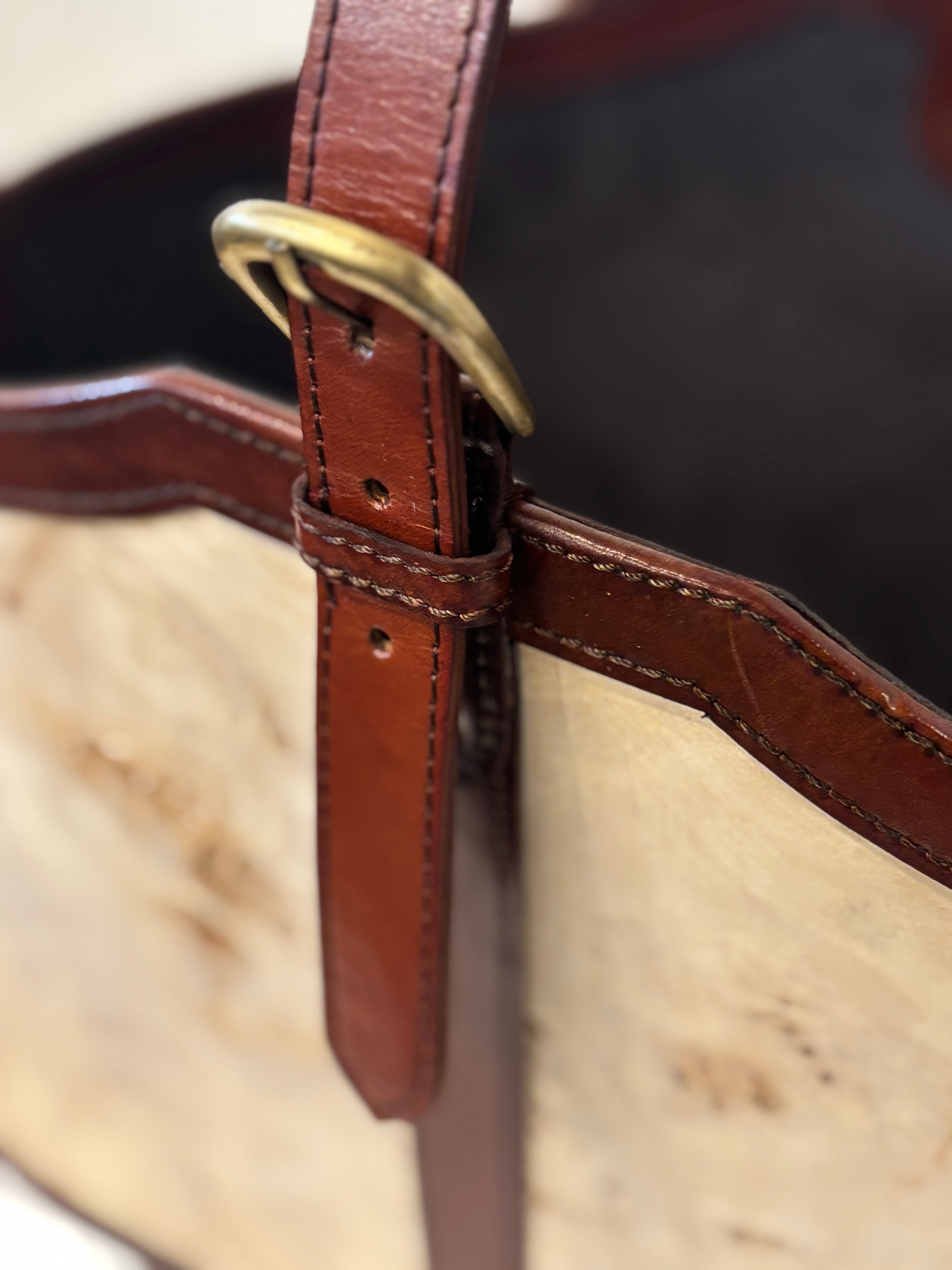Burl & Leather Magazine Holder