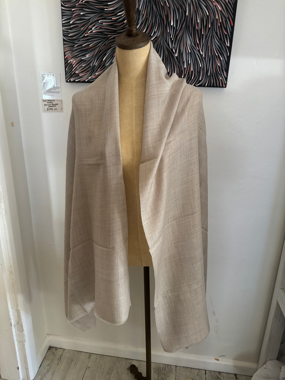 Beige fabric on a mannequin