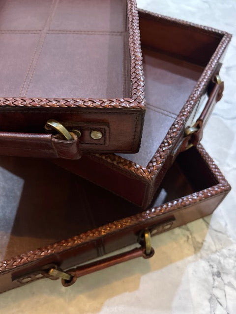 Ascot Leather Tray Braided Edge - Medium