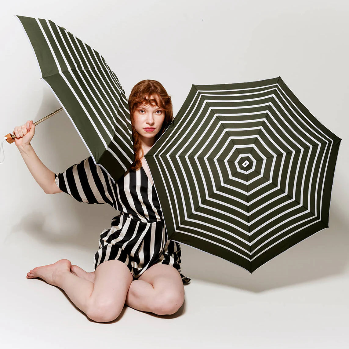 Umbrella CHARLES Anatole Khaki Stripes