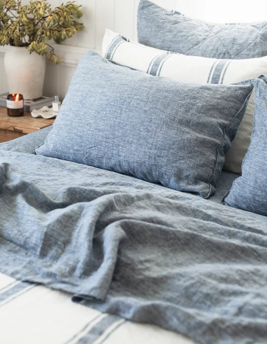 Salt Living Linen Queen Sheet Set -Indigo