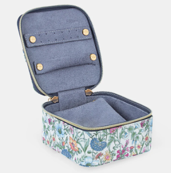 Small jewelry box with floral pattern on a white background