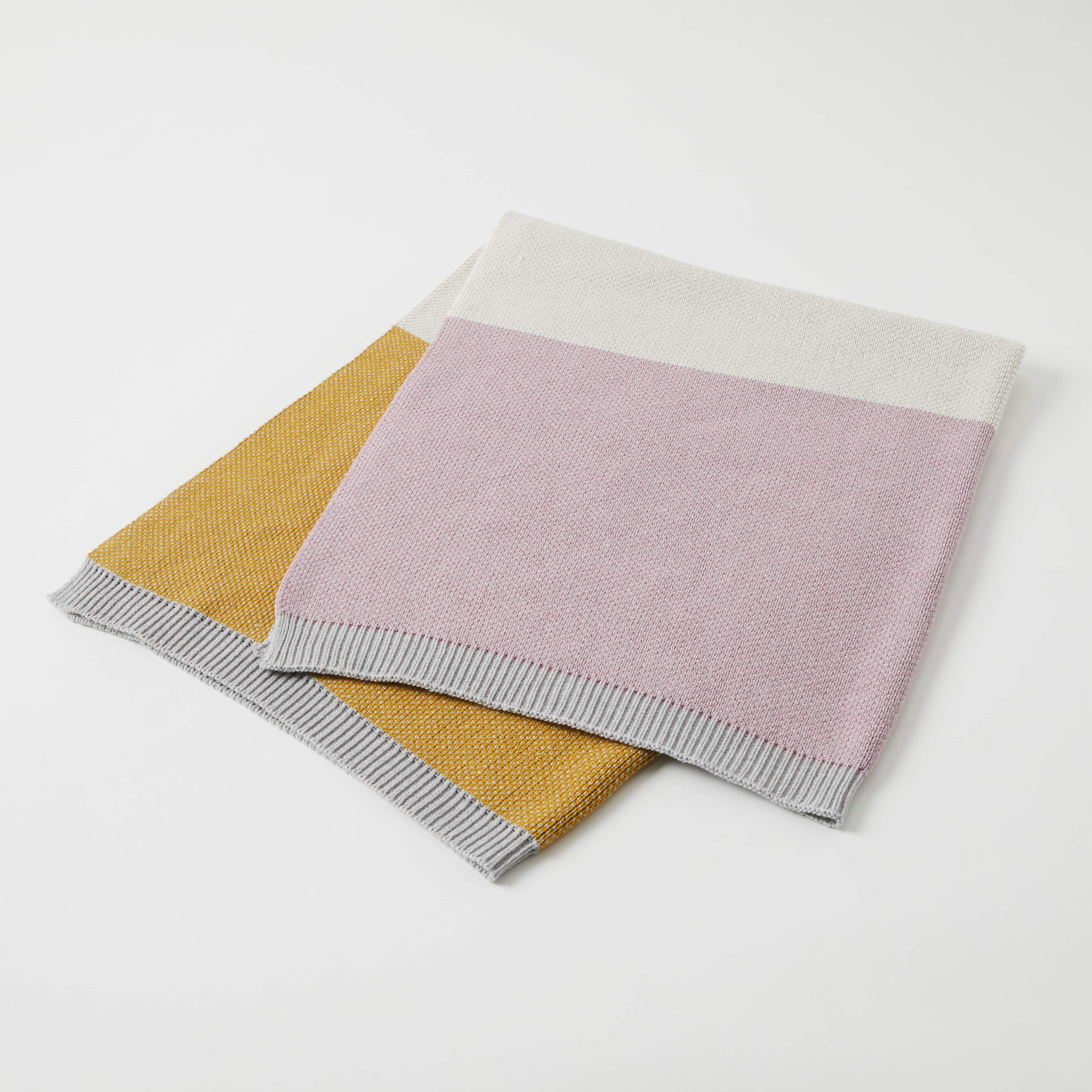 SPECTACULAR BLOCK STRIPE BABY BLANKET – PINK/MUSTARD