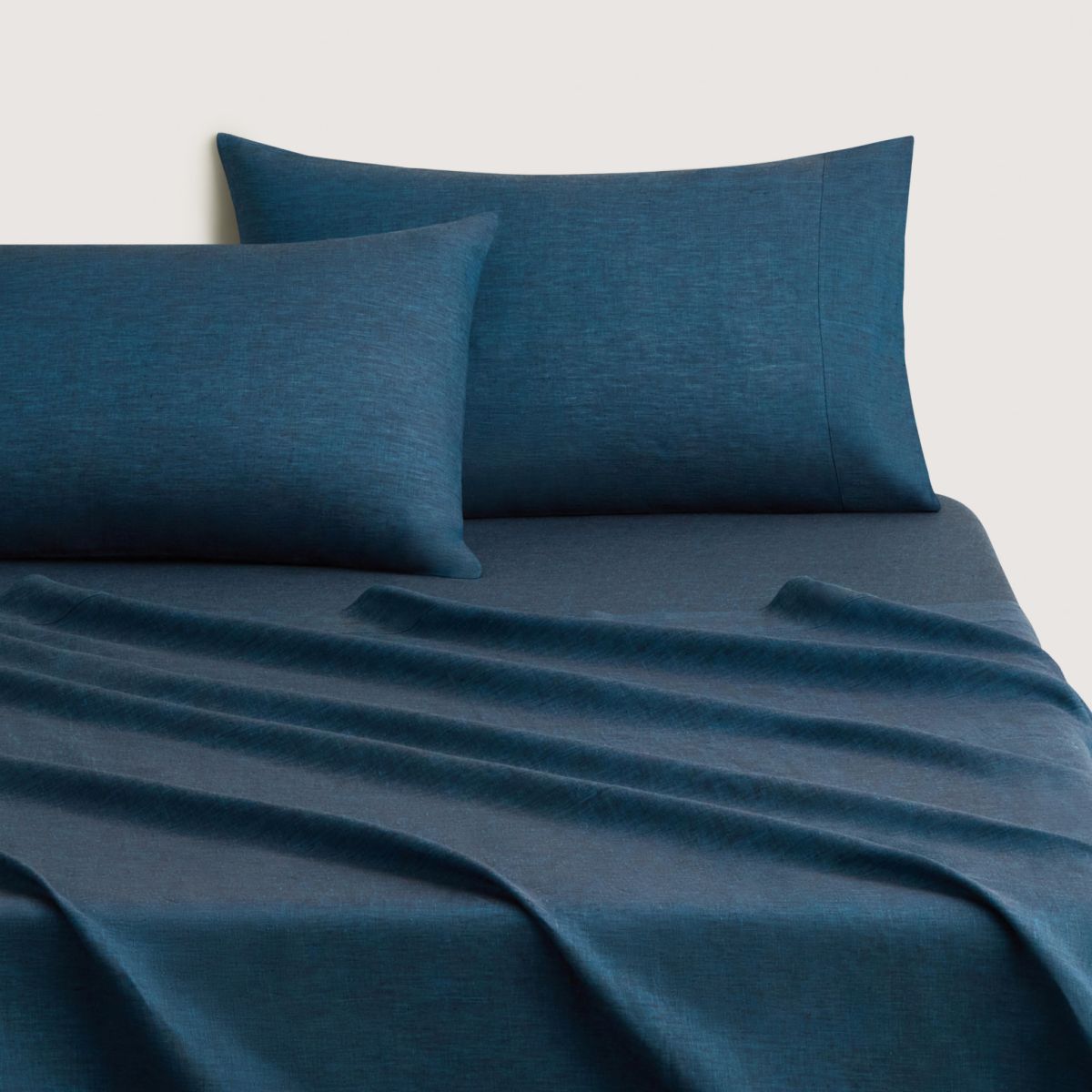Sheridan Linen Deep Blue Flat Sheet Queen