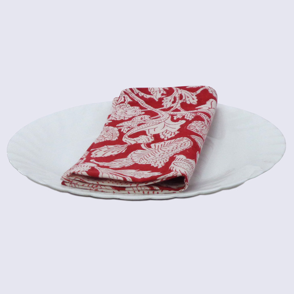 red white napkin on plate