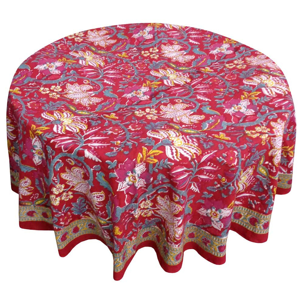 Round Table Cloth Anarkali Red 150cm