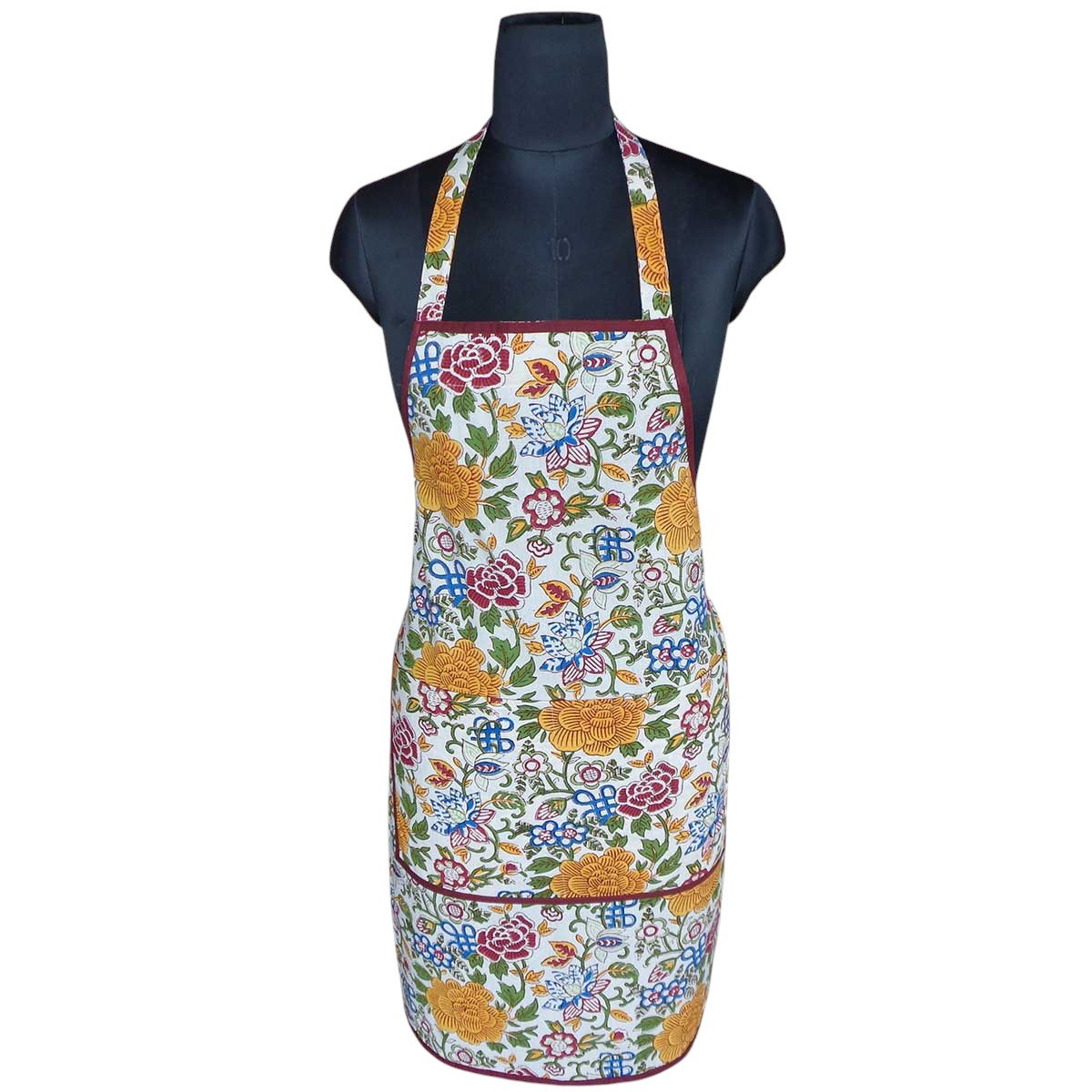 Apron Floral Canvas Block Print