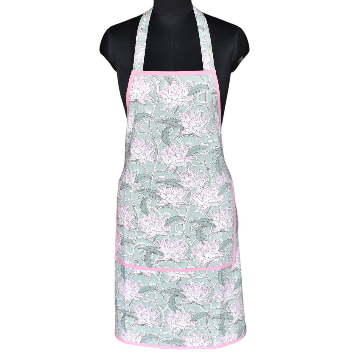 Apron Japanese Lotus Block Print