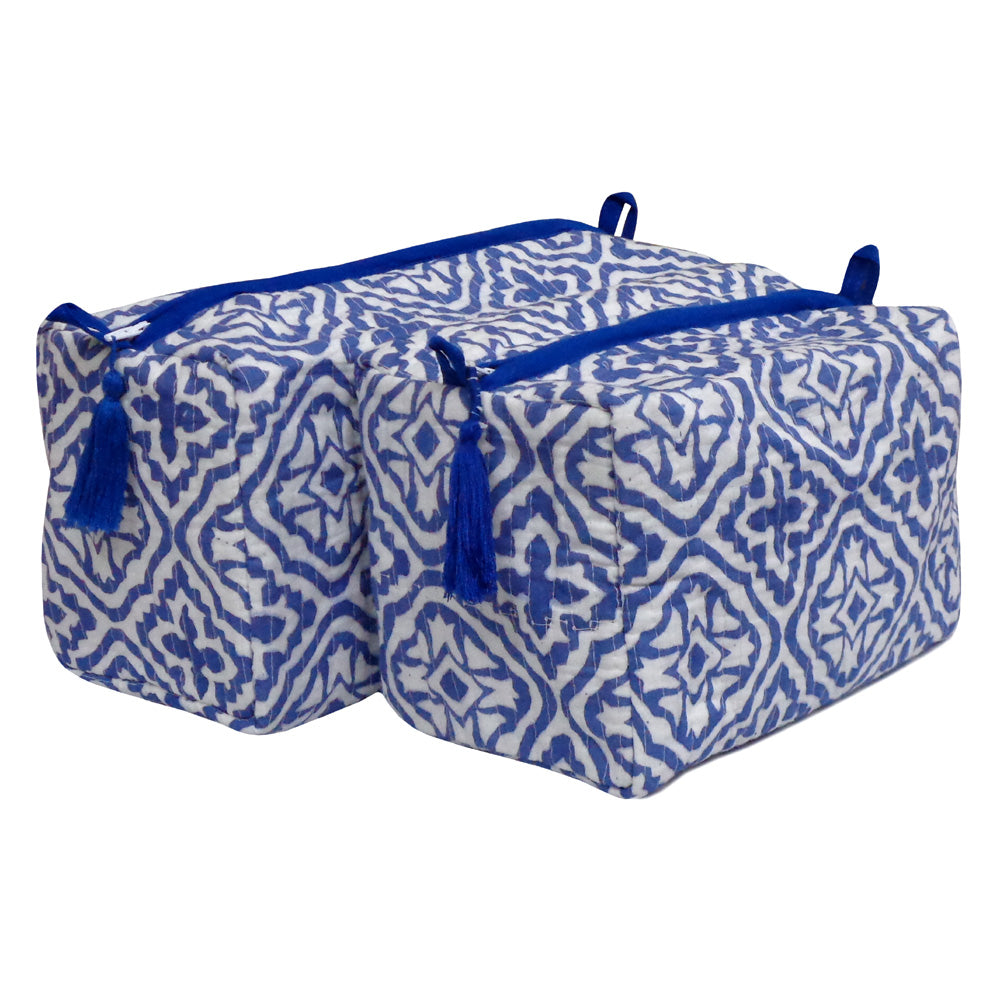 Cosmetic Bag Cross Flower Blue