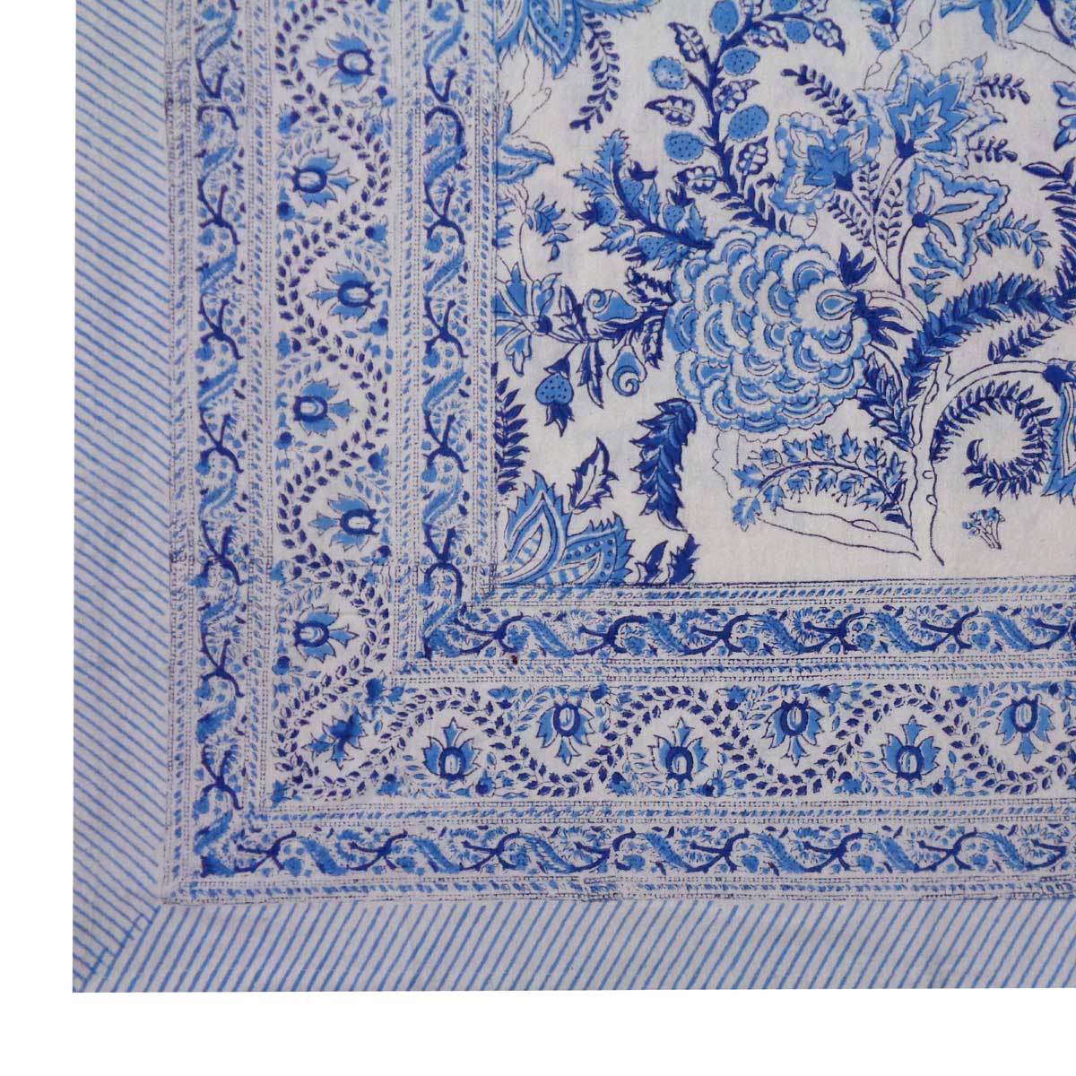 Block Print Square Table Cloth 220cm Palace Blue