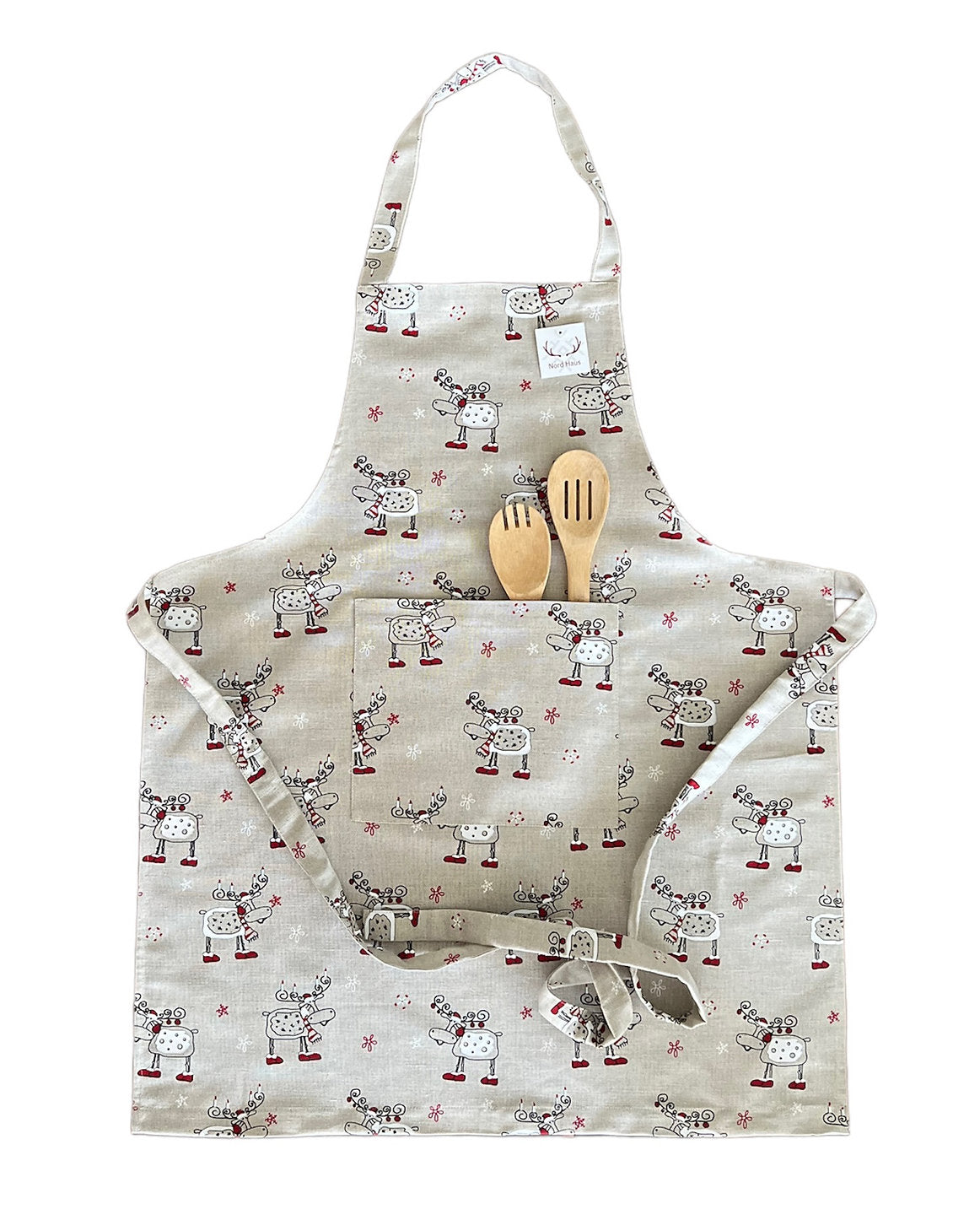 Christmas Reindeer Linen Blend Apron