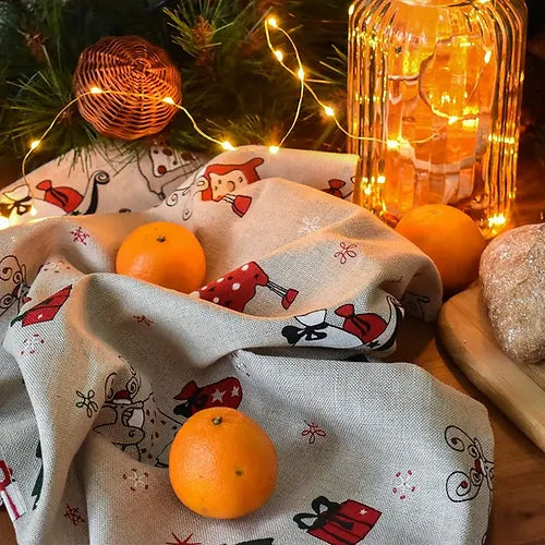Christmas Reindeer with Sleigh Tea Towel