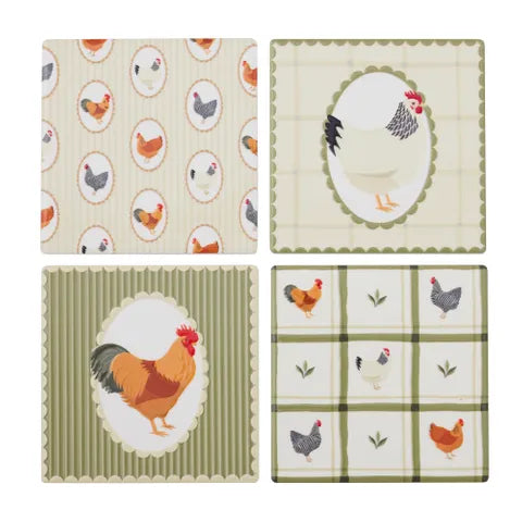 Henny S/4 Ceramic Coasters 10cm Olive