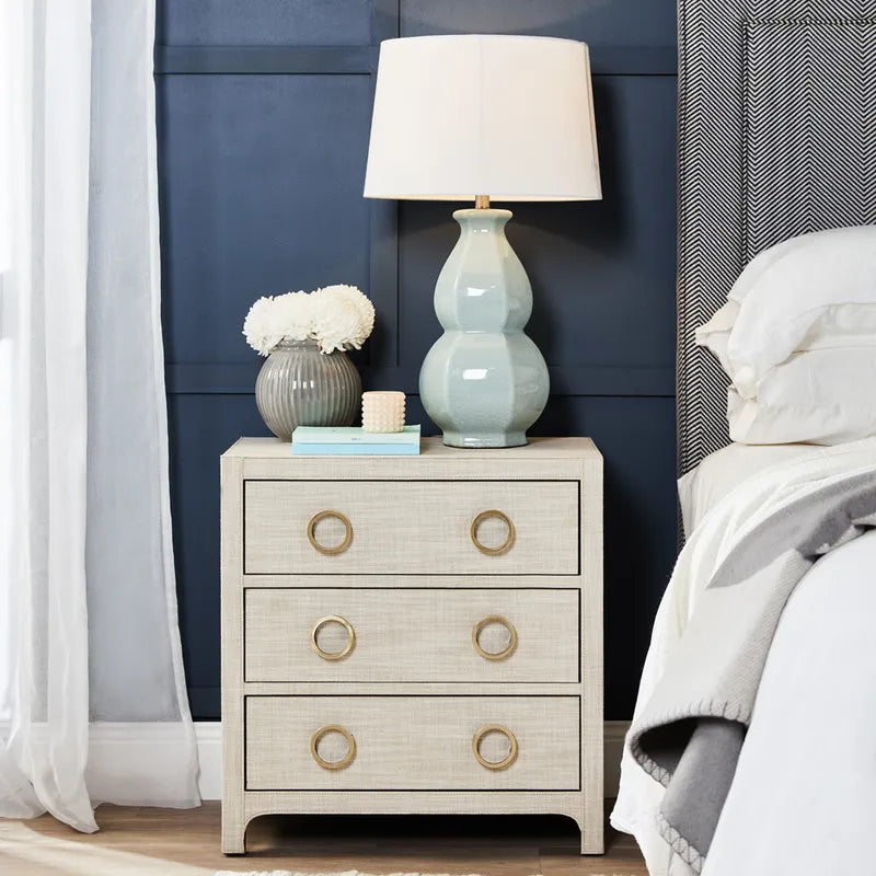 Bedside table with duck egg lamp