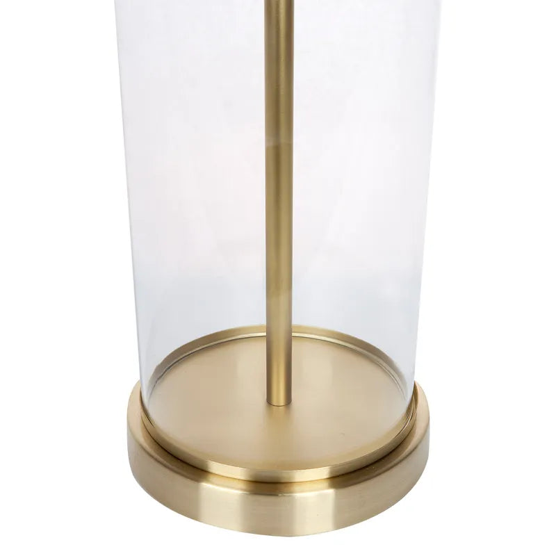 Glass and brass base close up detail
